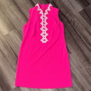Eliza J dress 14W pink white sleeveless shift women’s stretch resort wear beach